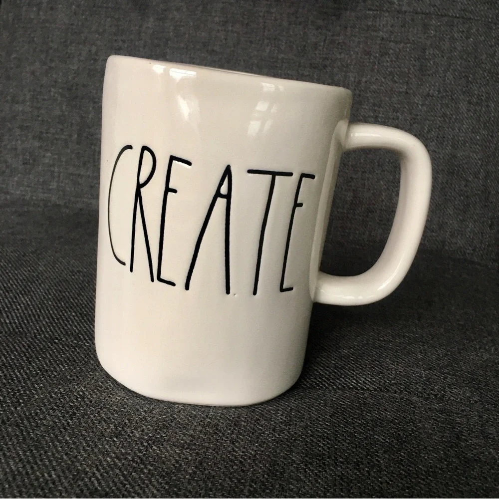 Rae Dunn “CREATE” Coffee Mug, Ivory, Black, 16 oz